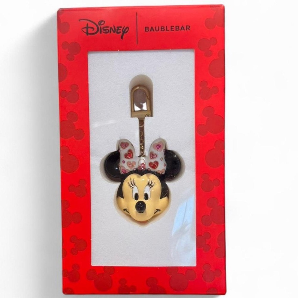 Disney x BaubleBar Minnie Mouse Bag Charm Keychain NWT Heart Bow Collectible